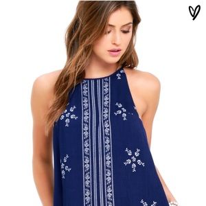 Blue and white shift dress w/ pockets